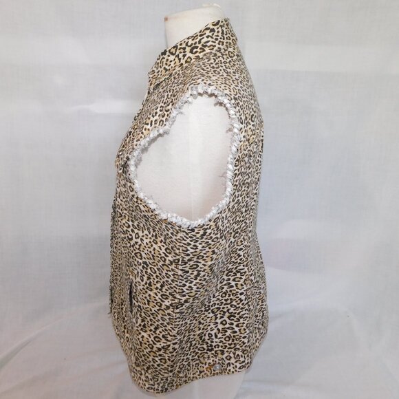 Nygard Womens L Leopard Print Denim button up Vest - Picture 11 of 13